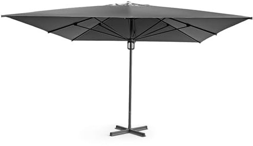 Marvin Ombrellone Zante 4x4 m con Palo Centrale in Alluminio – Telo 240 g/m² – 8 Stecche Rinforzate Base a Croce in Acciaio Per Giardino Terrazza Piscina (Palo Antracite - Telo Grigio)