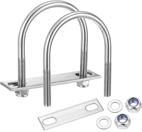 METALLIXITY U Bolts 4Set (M8x60x87mm), Round U Bolt Kits 304 Stainless Steel with Nylon Lock Nut Washers Plates - for Construction, Pipe, Trailer, Automotive, Leaf Spring Fastener | with Nylon Lock Nut Washers Plates - for Construction, Pipe, Trailer, Automotive, Leaf Spring Fastener