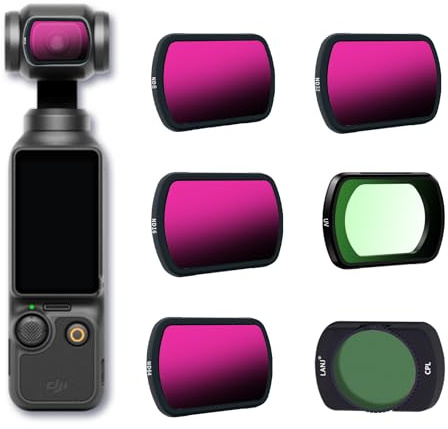 BLAUOCHI Magnetic Variable ND Filter Set Compatible with DJI OSMO Pocket 3/Pocket 4, 6 Pack UV/CPL/ND8/ND16/ND32/ND64 Neutral Density Filter for DJI Pocket 3
