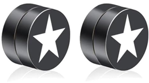 Magnetiska herrörhängen LGT Jewels Star Svart Silver 8 mm