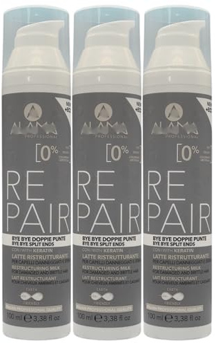 Latte Ristrutturante REPAIR Bye Bye Doppie Punte, Con Cheratina. Per Capelli Danneggiati e Sfibrati, Ricompatta e Sigilla La Cuticola 100ml (3 Unità)