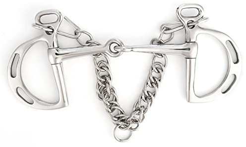 Hoseonfn per acciaio inossidabile Kimberwicke Bit, bocca solida articolata, rullo per la bocca che mastica, design resistente, adattamento al comfort, allenamento equestre (Foglio di cavalli lunghi