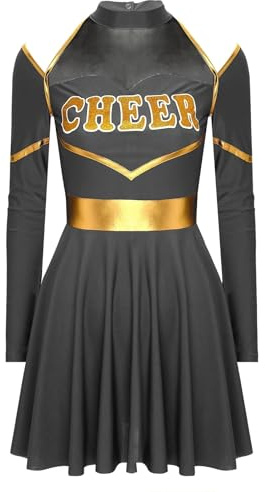 EURDFHY Cheerleader outfit Womens Cheerleader Costumes Cheerleading Uniform Cheering Dance Dress Cutout Letter Print Basketball Match Cheer Clothings(Black,L)