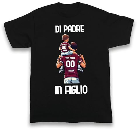 D&Vlab T-Shirt Maglia Bimbo Bambini Divertenti Maglietta di Padre in Figlio Personalizzato con Nome in 100% Cotone per papà Tifosi Calcio Squadre Ultras Granata Salernitani
