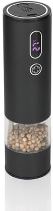FACAIIO Salière et poivrière électrique rechargeable pour moulins avec écran LCD, capacité de 40 ml, mouture réglable grossière à fine, fonctionnement d'une seule main, batterie intégrée de 500 mAh