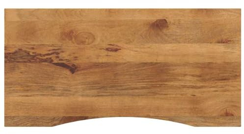 FWIKDUN Massivholz Schreibtischplatte mit Aussparung aus Mangoholz - Rustikale Natürliche Mangoholz Tischplatte mit Aussparung als Schreibtischplatte aus massivem
