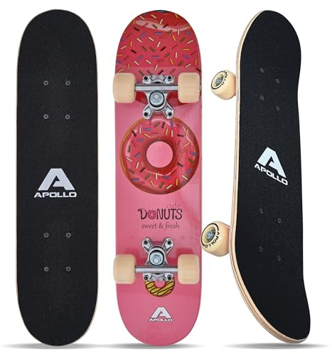 Apollo Skateboard per Bambini, Skateboard cruiser con cuscinetti a sfera ABEC 3, Skateboard per bambino e bambina dal design originale, Skate a partire da 3 anni