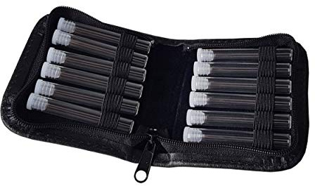 Homöopathie Taschenapotheke Leder schwarz für 12 Globuli Röhrchen 8 mm (mit Klarglasröhrchen)