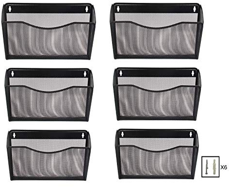 EasyPAG Metall Querformat A4 Zeitschriftenhalter Wand Zeitschriften Wandhalter Aktenablage Dokumentenhalter Hängend Magazin Organizer,6er-Pack,Schwarz