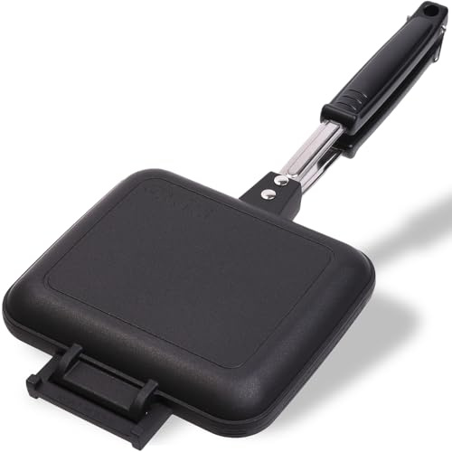 i-WANO ] Stovetop Panini & Hot Sandwich Maker for Gas Stove, Non-Stick Detachable Pans, Made in Japan, EL (Unsealed Edges), 1.21 lb