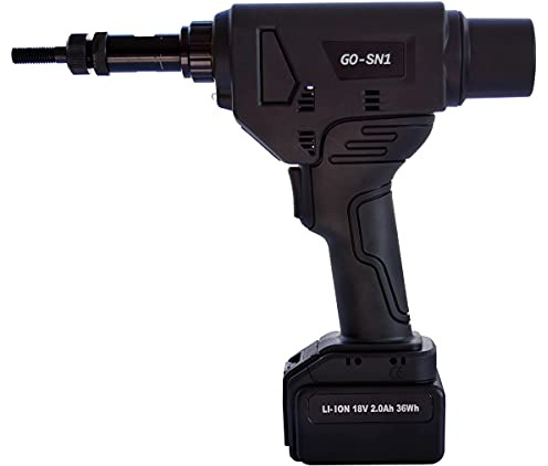 GOEBEL®- Akku Spreiz Blindnietmuttern Setzwerkzeug Setzgerät GO-SN1 Nietmutterngerät - M5 / M6 / M8 / M10 mm Blindnietmuttergerät mit bürstemlosem Motor 18V inkl. 2 Akku, Koffer Zubehör