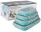 Collapsible Silicone Food Storage Container with Lid, Portable Lunch Bento Box Outdoor Picnic Box Space Saving, Microwave, Dishwasher and Freezer Safe, Set of 4 (Light Blue)
