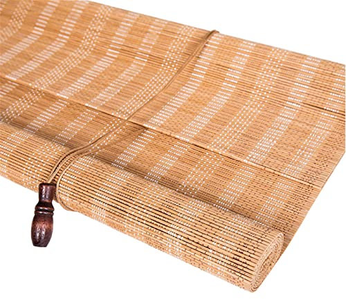 GOODLUKY Natürliche Bambus-Rollo Raffrollo,Verdunkelungsrollos Holzrollo Jalousie Mit Haken,Lichtfilter-Rollo Für Teehaus/Restaurant/Balkon,Breite 40~120 cm,Anpassbare Länge,WxH:100x250cm/39x98 in