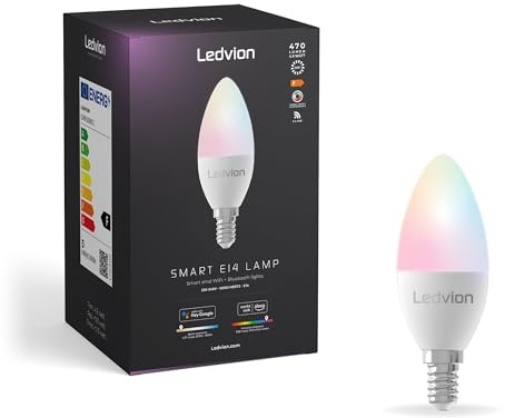 Ledvion - 4X Smart RGB+CCT E14 LED Lampe, 5W, 470 Lumen, Wi-Fi Beleuchtung, Wi-Fi Lampe, Dimmbar, Alexa & Google Home