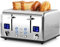 Toaster 4 Slices, Cusimax Stainless Steel Toaster with Ultra-Clear LED Display & 4 Extra-Wide Slots, Defrost/Reheat/Cancel Function, 6 Browning Settings, Removable Crumb Tray, Silver