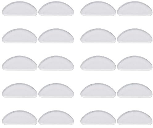 MYAYD 10 Paar Nasenpads Brille Selbstklebend,Anti-Rutsch Brillen Nasenpads Silikon, Weiche Brillenpads D Form Aufkleben Nasenpad für Sonnenbrillen, Brillen (Transparent)