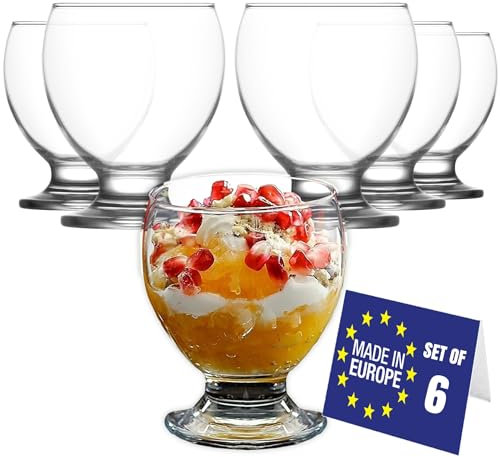 LAV Copa de Helado de Vidrio, Copa Postre, 6PZs, 250ml, SIN PLOMO, Cuencos De Helado, Vasos Postre, Tazas Helado, Plato de Postre, Copas Helado Cristal, Cuencos de Postre, Ice Cream Bowls