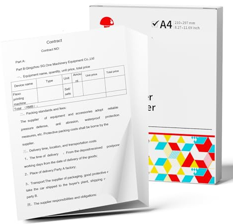 Phomemo A4 Printer Paper, White Single Sheet Quick-Drying Thermal Paper for M08F/P831/M832/M833/M834/M835 Portable A4 Thermal Printer, 8.27 x 11.69(210mm x 297mm), 100 Sheets/Box
