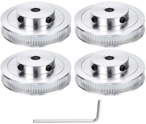 sourcing map GT-2 Riemenscheibe, Synchronrad, 80 Zähne, 8 mm Bohrung, passend mit 6 mm breitem Riemen, Zahnriemenrad aus Aluminiumlegierung mit Schraubenschlüssel für 3D-Drucker, CNC-Maschine, 4 Stück