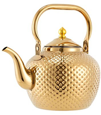 ThéIèRe En Acier Inoxydable Doré Avec Passoire à Thé ThéIèRe De Table 2l Utilisable Sur Les Tables De Cuisson à Induction RéChauds à Gaz Convient Aux Restaurants à Domicile Camping