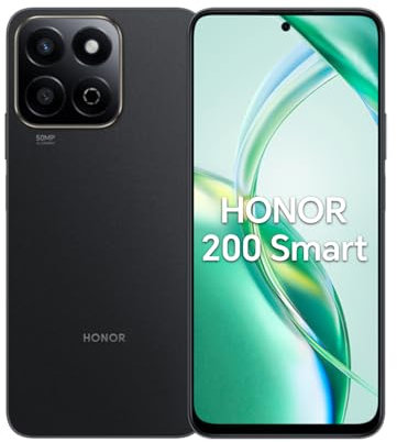 HONOR 200 Smart 5G Smartphone 4GB 256GB, Batteria 5200mAh, 50MP AI Carmera, 300% Modalità Alto Volume, Snapdragon 4 Gen 2, Android 14, Dual SIM, Nero