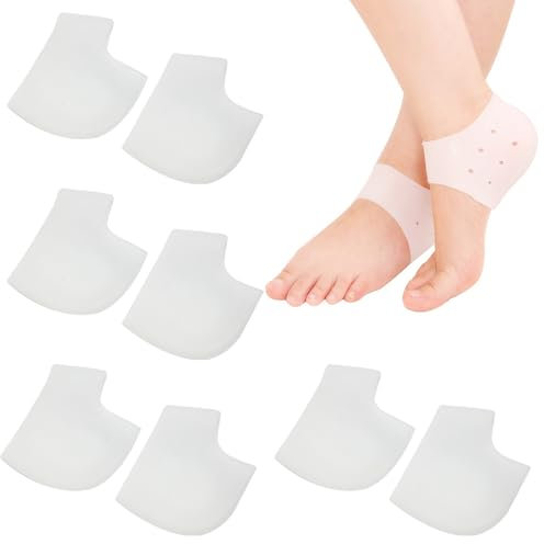4 Pares de Taloneras Silicona, Tobilleras de Silicona Transpirables, Plantillas para la Fascitis Plantar,Zapato Duradero Talón Calcetines para Hombres y Mujeres