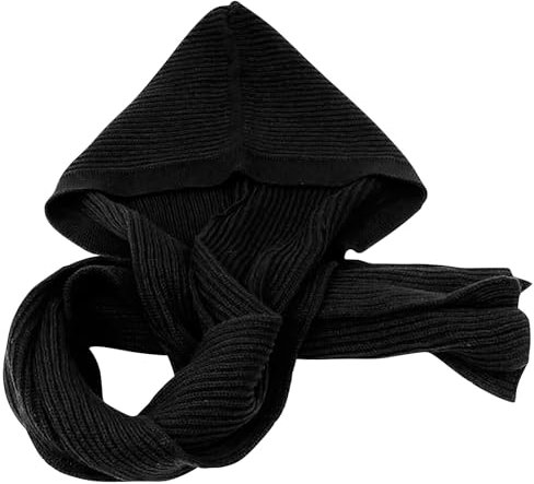 Winter Damen Dicker Warmer Strick Kapuzenschal Pullover Kopftuch Hoodie Mütze Muslimische Frauen Wollmütze Kapuzenschal Wickelschal Häkelstrick Halswärmer Damen Schal Pastell (Black, One Size)