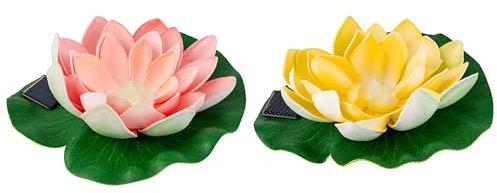 Lumineo Lámpara solar de jardín con diseño de nenúfar, 17 x 6 cm, plástico, 1 unidad, varios colores