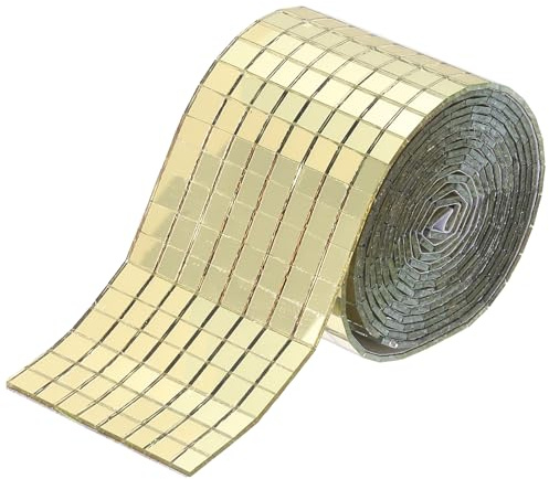 QUARKZMAN 1920 PCS Carreaux De Miroir En Verre Pour Boule Disco Carreaux De Mosaïque En Miroir Doré Autocollants 5 x 5mm Pour Boule Disco, Bricolage, Décoration KTV 1 Feuille