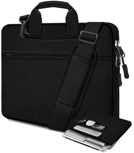 HSEOK Borsa a Tracolla per Laptop da 15,6, Resistente e Antiurto, Protettiva, con Tasche Multiple e Tracolla, Compatibile con la Maggior Parte dei Notebook da 15,6 Pollici,Nero