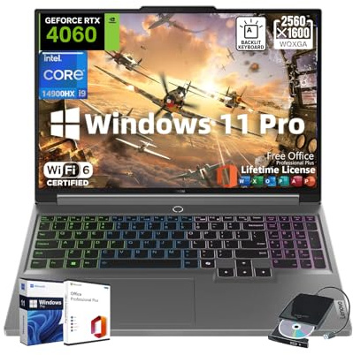Lenovo Legion 5i Gaming Laptop, GeForce RTX 4060, w/Office Lifetime & External DVD Drive, Intel 24-Core i9-14900HX, 16 WQXGA 2.5K Display, Backlit KB, Wi-Fi 6, Win 11 Pro, 64GB DDR5, 4TB SSD