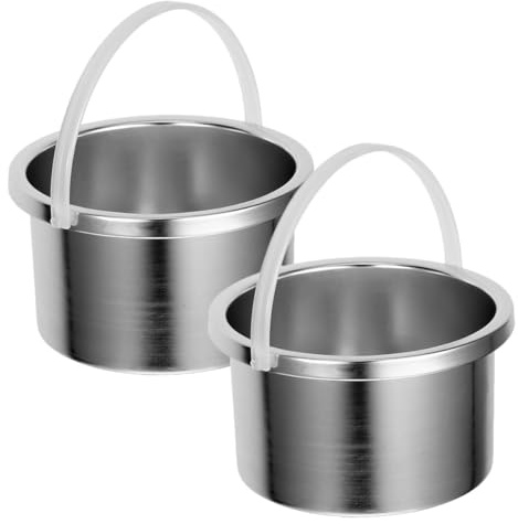 LOLIPPYY 2pcs Wax Pots Replacement, 500ml Aluminum Alloy Wax Warmer Liner Pot for Hair Removal, Portable Easy-clean Container for Waxing Sessions and Beauty Salons
