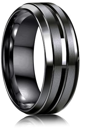 JeweBella 8MM Bague Homme Femme Acier Inoxydable Bague Alliance Homme Bagues Anneau de Mariage Fiançailles d'Amitié Bague Or Argent Noir Bijoux Pour Hommes Taille 52(16.6)-72(22.9)