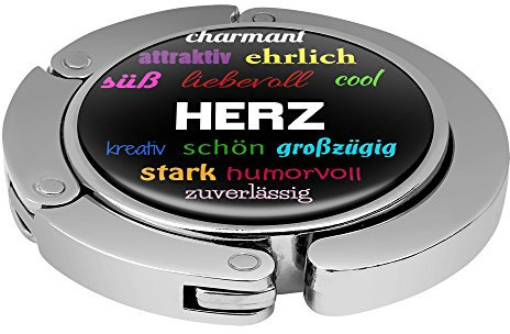 Taschenhalter Positive Eigenschaften Personalisiert mit Namen Herz printplanet Chrom