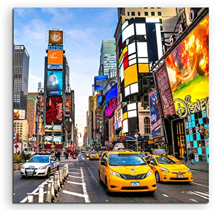 Sinus Art Wandbild quadratisch 60x60cm Urbane Fotografie – Times Square am Tag in New York