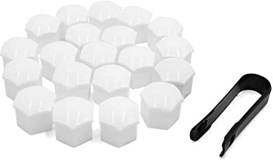 sourcing map 20pcs 17mm Car White Plastic Wheel Lug Nut Bolt Cover Caps with Tool