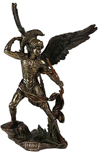 VERONESE DESIGN Erzengel Saint Uriel mit Armbrust Statue Skulptur bronzefarbener Engel
