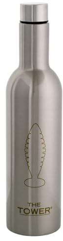 harmonei® Blume des Lebens Trinkflasche - 750 ml Silber/Grau - Höhe 31 cm - 7,5 cm Ø - aus Edelstahl mit Schraubdeckel – Wasserenergetisierung für Hexagonales Wasser