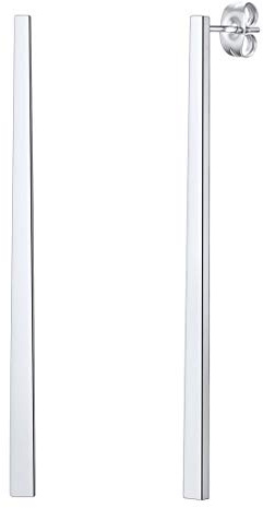 FindChic Edelstahl Stab Ohrringe Damen Lang Hängend, Minimalistische Statement Ohrringe in Gold Silber Schwarz, Ideal für Abend Party Alltag