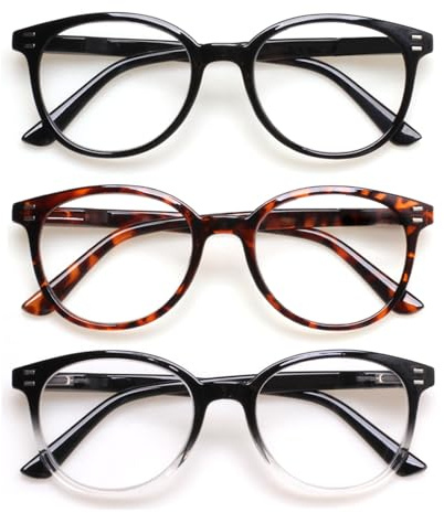 SIGVAN 3 Pack Reading Glasses Spring Hinge Stylish Readers Black/Tortoise for Men and Women (3 Mix, 2.50)