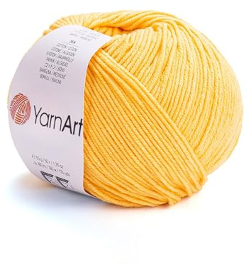 YarnArt 4 Knäuel Baumwollmischgarn, 55 % Baumwolle, 45 % Acryl, Häkelgarn, Handstricken, Kunst, Lot von 4 Knäueln, 200 g, 35-gelb