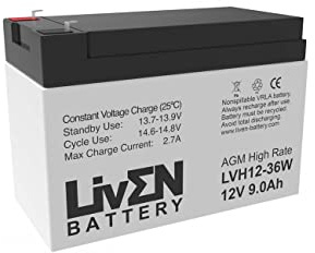AGM 12V 9Ah C-20 Batteri Underhåll - Utrustning Säkerhet/Medical/USAI/Kommunikation/Nöd | LIVEN LVH12-36W
