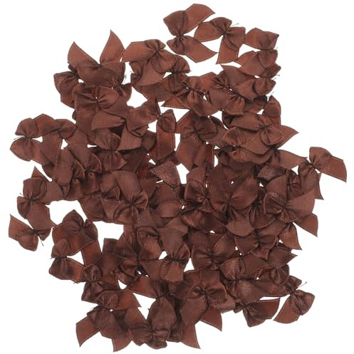 HEALLILY Kleine Schleifen, 100 Stück, Mini-Schleifen, Satin, Nähen, Scrapbooking, Hochzeit, Basteln, Haar-Accessoires, Basteln, Applikationen, Kaffee