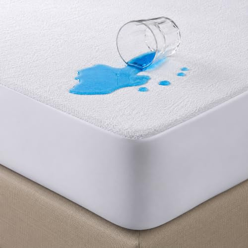 K&A® Wasserdichter Frottee-Matratzenschoner,weicher Frottee-Matratzenauflage,antiallergen, geräuschlos und atmungsaktiv,40 cm extra tiefe Box,Spannbetttuch Style Matratzenbezug,Einzelbett 90x190 cm