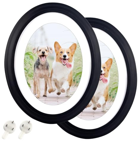 2PCS Oval Frame 8x10 Inch Picture, 8 by 10 Black Photo for Wall With Mounting Screws and Hooks, Vintage Oval