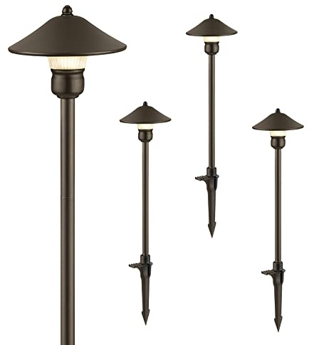 EDISHINE Low Voltage Pathway Lights, 3W 150 LM 3000K 16.5“ Tall LED Landscape Lights, 12V AC/DC 50,000Hrs Waterproof Aluminum Housing Outdoor Landscape Lighting for Path, Yard, Garden