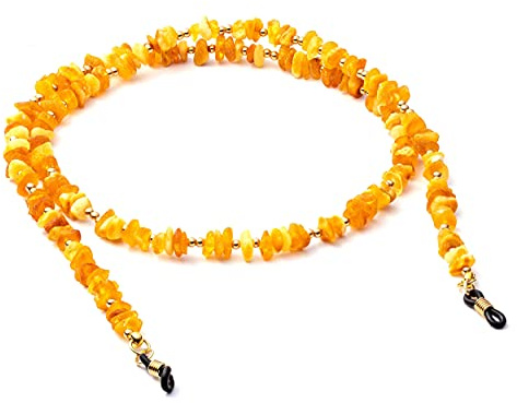 Brillenkette, Bernstein-Halskette, Brillenketten für Damen und Herren, Riemen, Sonnenbrillenhalter, verhindert das Herunterrutschen der Brille an der Nase, Maske, Kette Gr. 90, honig