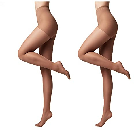 Conte elegant Pack de 2 pantis moldeadores de mujer - ACTIVE 20 DEN - estimula la circulación sanguínea, pantis moldeadores pantis finos de mujer - color marrón talla 5