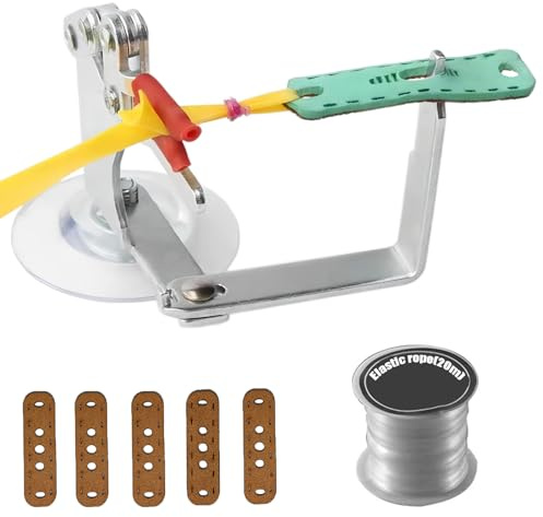 Paquete de herramientas de atado de banda de goma Slingshot, con 5 bolsillos de cuero y 1 cuerda elástica, se utiliza para hacer banda de goma planatubular plantilla de encuadernación de banda de
