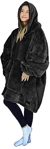 Catalonia Classy Übergroße Sherpa Hoodie Decke, Flauschige Kuscheldecke mit Ärmeln und Kapuze, Warme Oversized Kapuzenpulli Decke, Tragbare Decke zum Anziehen Geschenkidee für Damen Herren